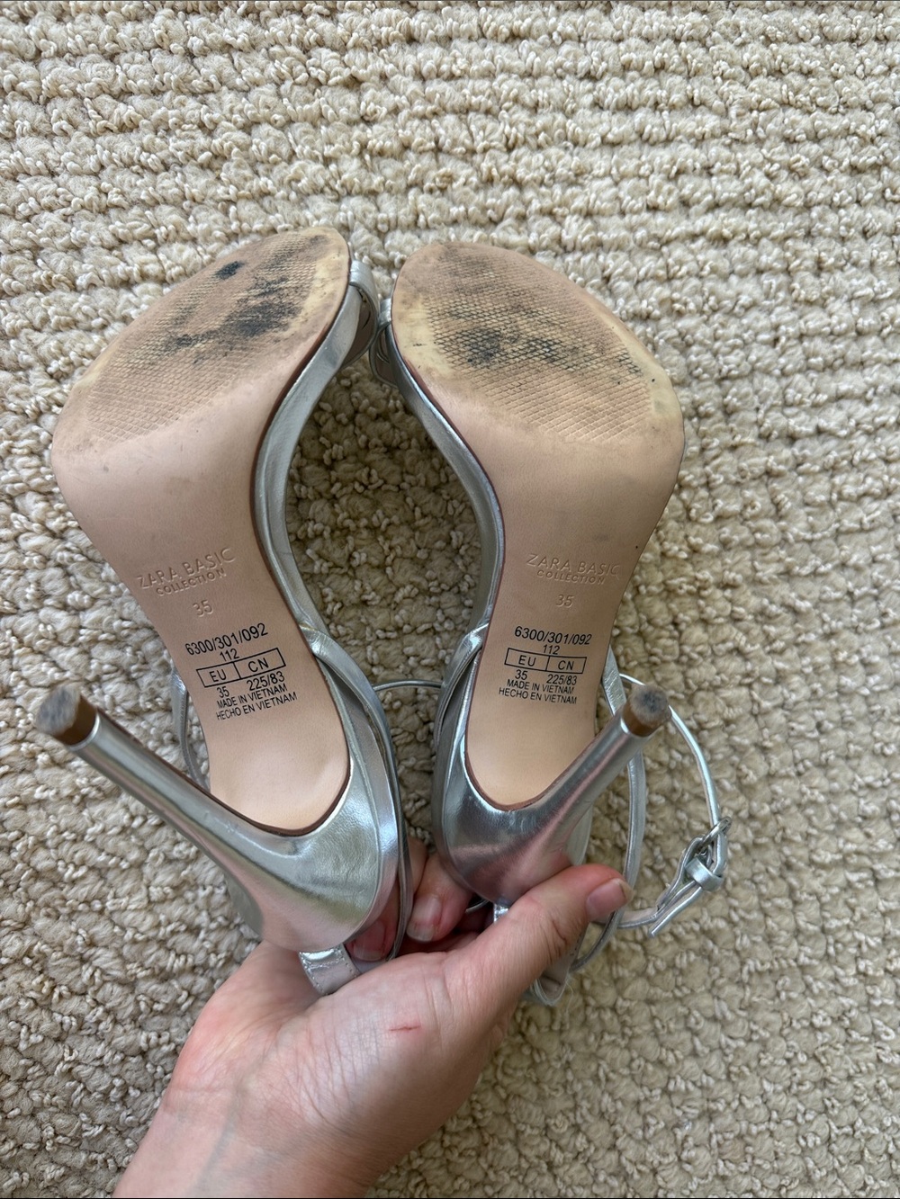 Zara Silver Strappy High-Heel Sandals - Women's Evening Pumps size 35/5 - Picture 6 of 8
